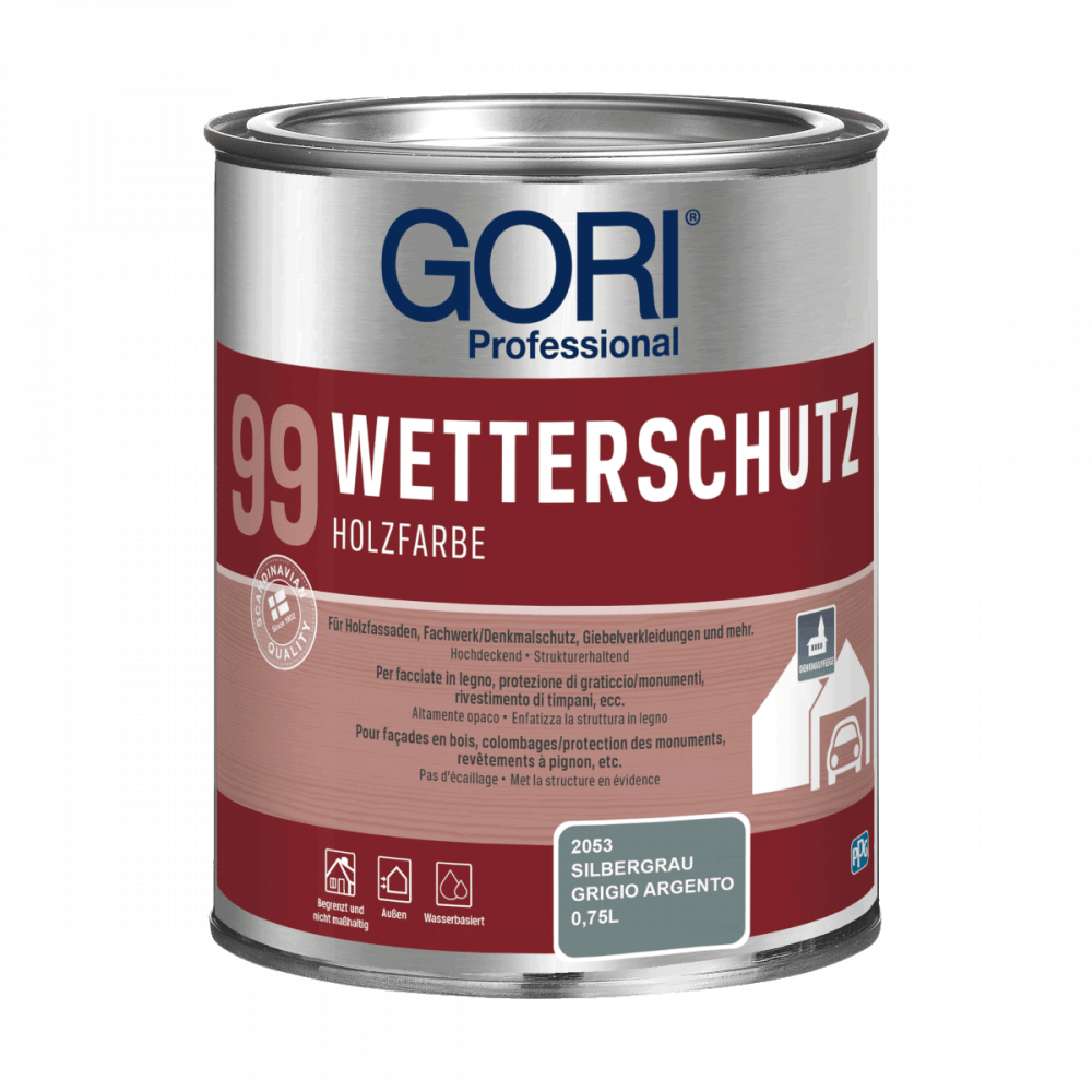 GORI 99 Deck Holzfassaden-Farbe Silbergrau 0,75 ltr.